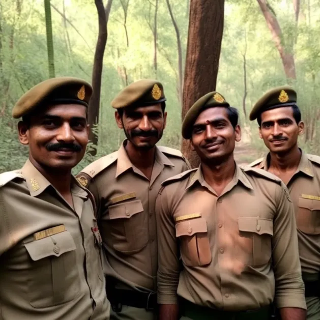 Indian forest guards in kanha national park